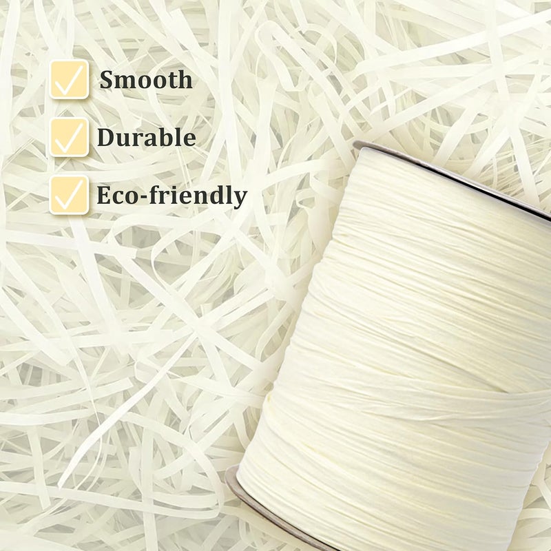 SEEBERY Raffia Ribbon for Crafts - Raffia Yarn Grass Twine for Gift Wrapping, DIY Decoration & More | Matte String Paper Rope for Crochet - 1/4'' Wide, 100 Yards, Beige - Image 4